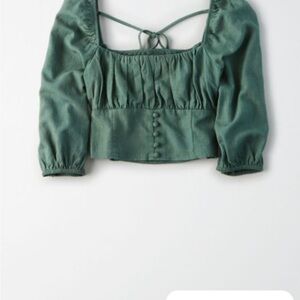 Nwt American Eagle Outfitters Green Babydoll Top